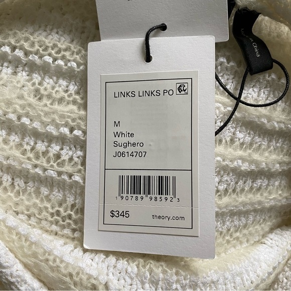 NEW Theory Links Sughero White Striped Pullover Sweater J0614707 Size Medium - Picture 10 of 11